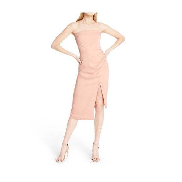 CUSHNIE Women's Strapless Side-Slit Modest Dress i n Blush Pink Size 2 D512AFA - Picture 5 of 5